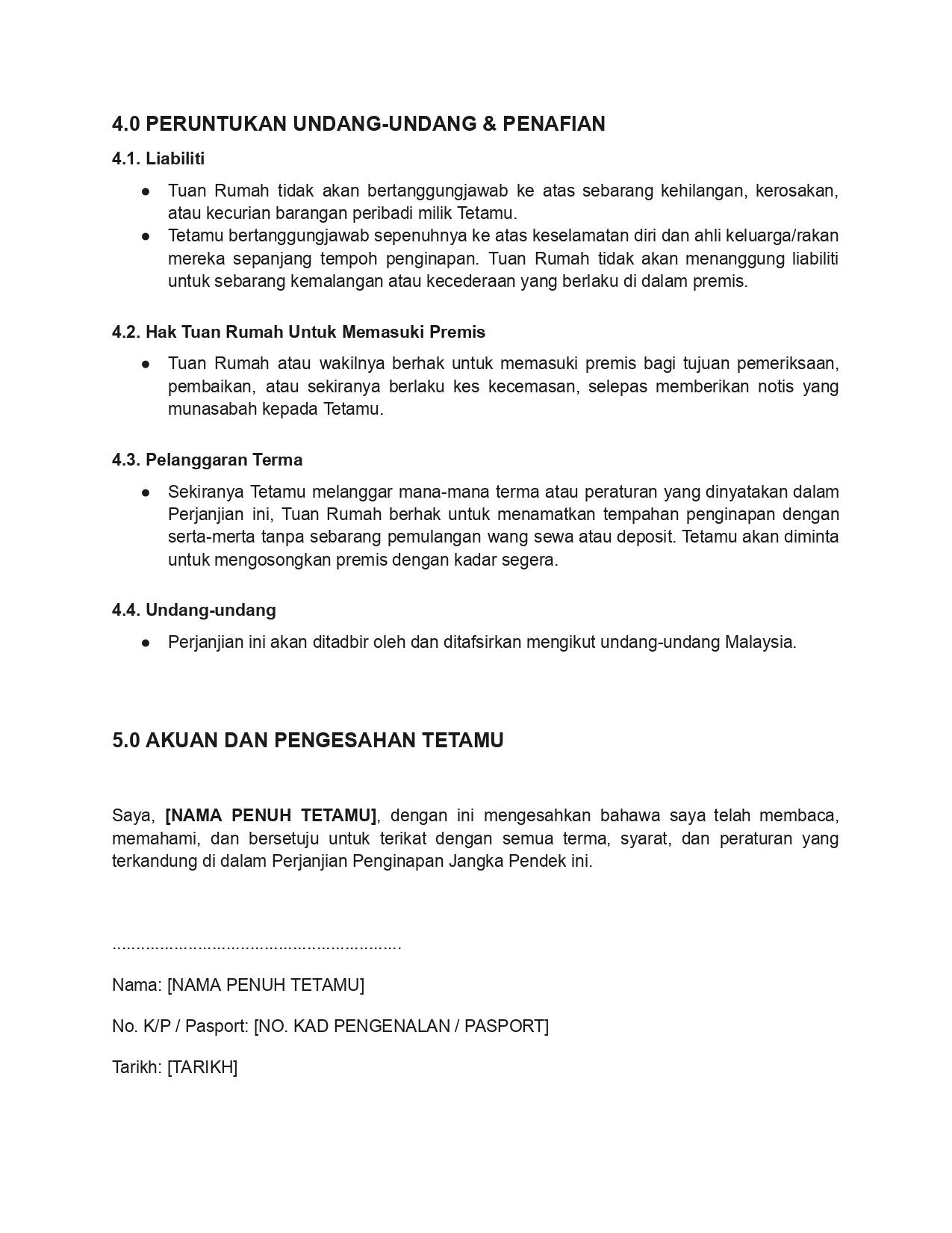 Homestay Rental Agreement - Image 5