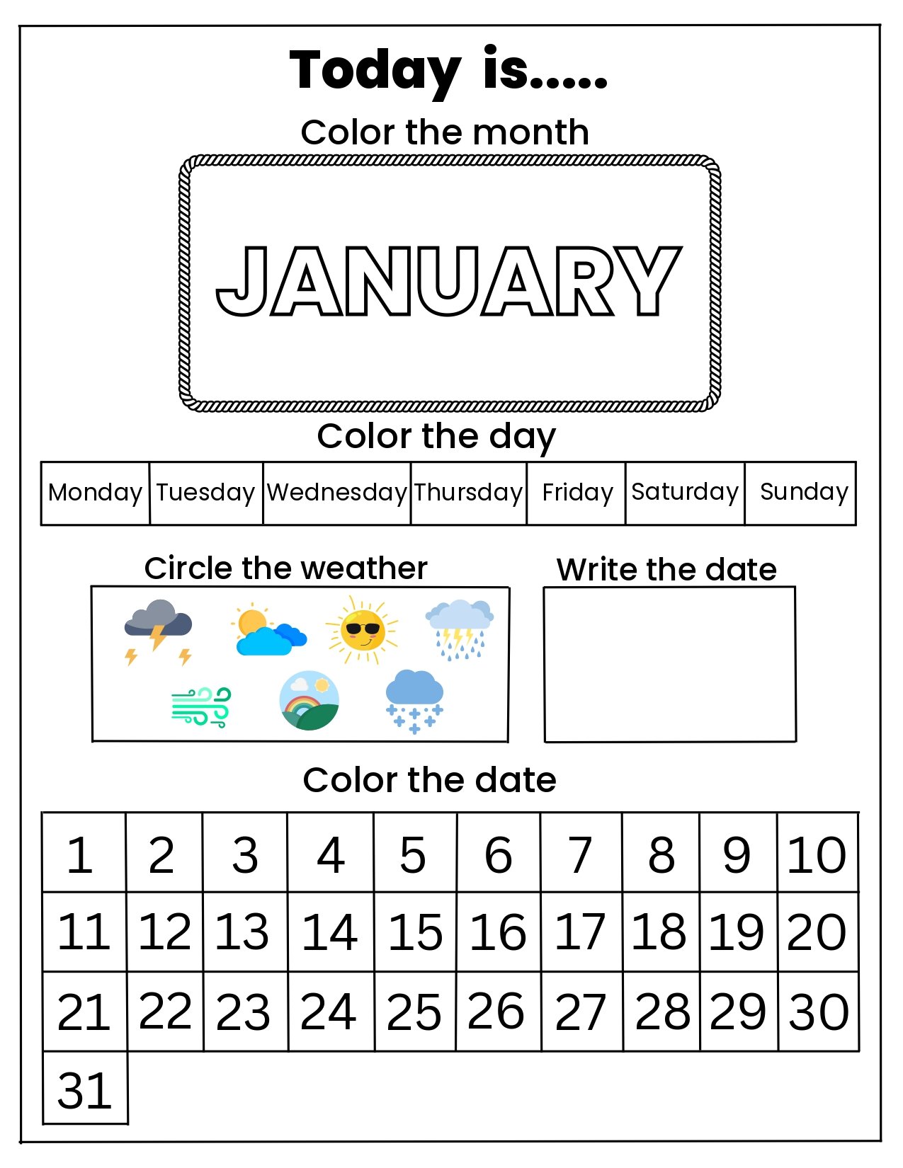 Kids Calendar Activity - Image 3