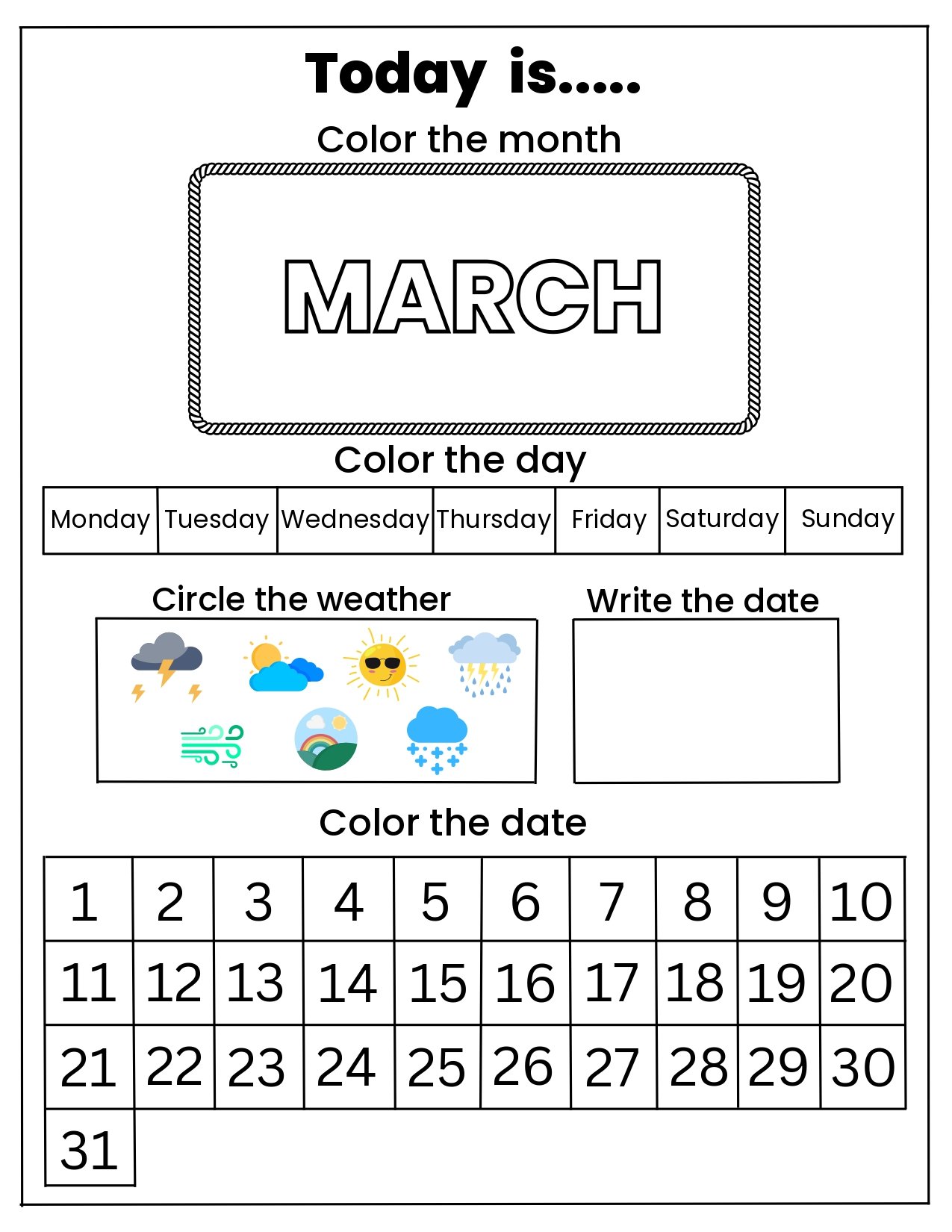 Kids Calendar Activity - Image 5